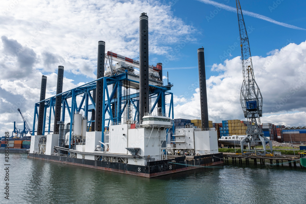 empty Shipyard floating dry dock in the Rotterdam sea port empty Shipyard floating dry dock in the Rotterdam sea port