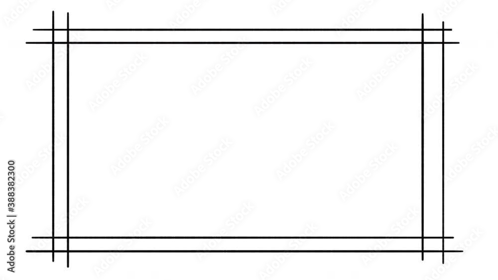 Hand drawn double lined cartoon frame, animated border design