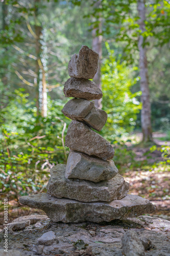 Bonlieu, France - 09 02 2020: Lake District - Cairn, the stone stacking photo