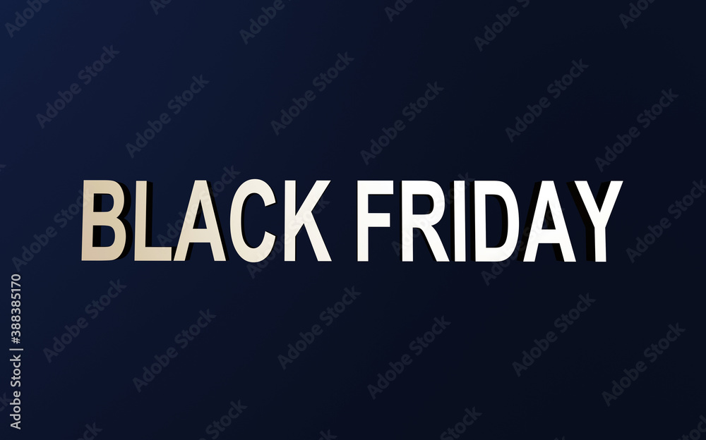 Black Friday text on dark background, 3d render