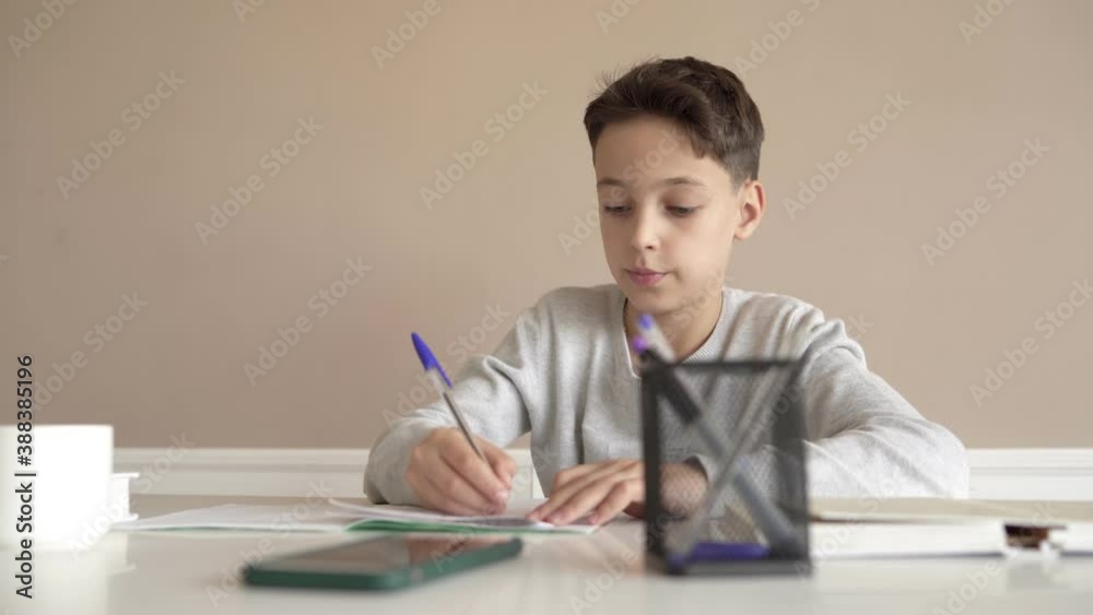 School boy having trouble with his homework School boy having trouble with his homework