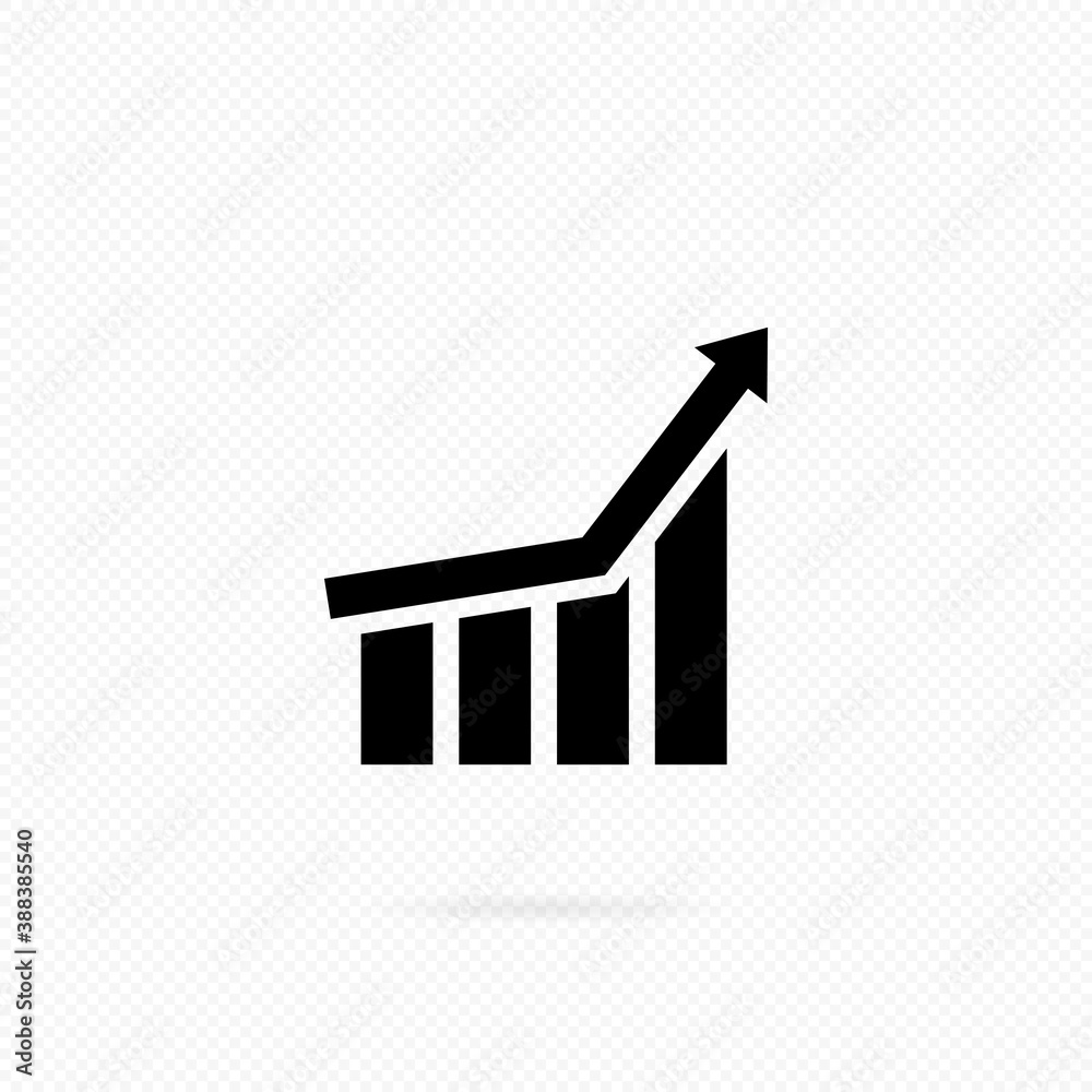 Growing graph icon in black. Bar chart. Infographic. Vector on isolated ...