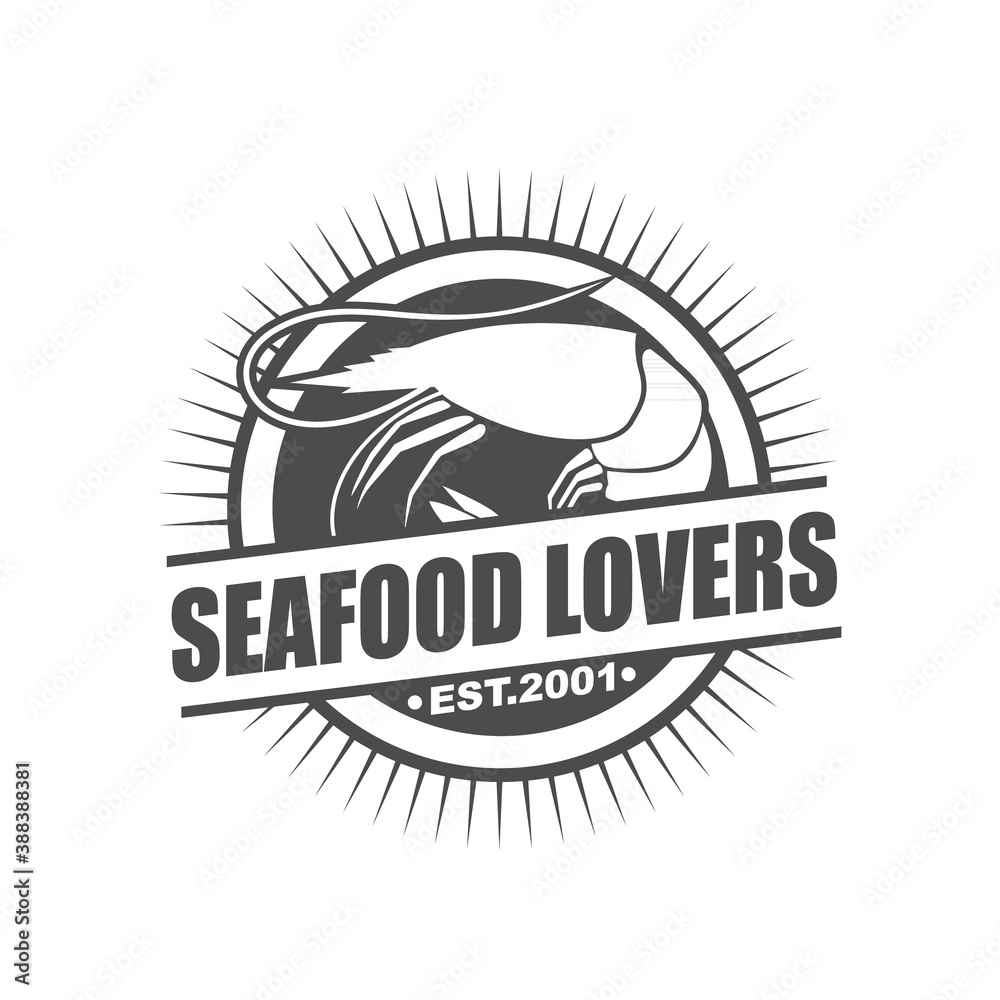 Obraz premium Vector logo, badge, symbol, icon template design for Seafood Restaurant 