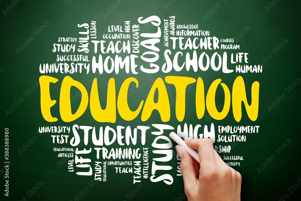 Education word cloud collage, concept on blackboard Education word cloud collage, concept on blackboard