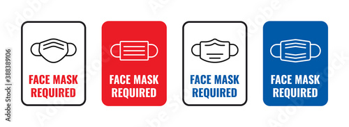 Face Mask Required Signs for Covid-19 Coronavirus with Facemask Icons