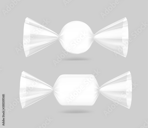 Candy sachet wrap mockups. Vector illustration. Ready for your design. EPS10.	