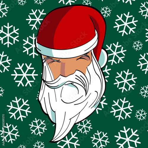 decoration, character, season, winter, greeting, december, icon, claus, face, happy, holiday, cute, christmas, design, santa, cartoon, illustration, vector, santa claus, gift, snow, red, tree, celebra