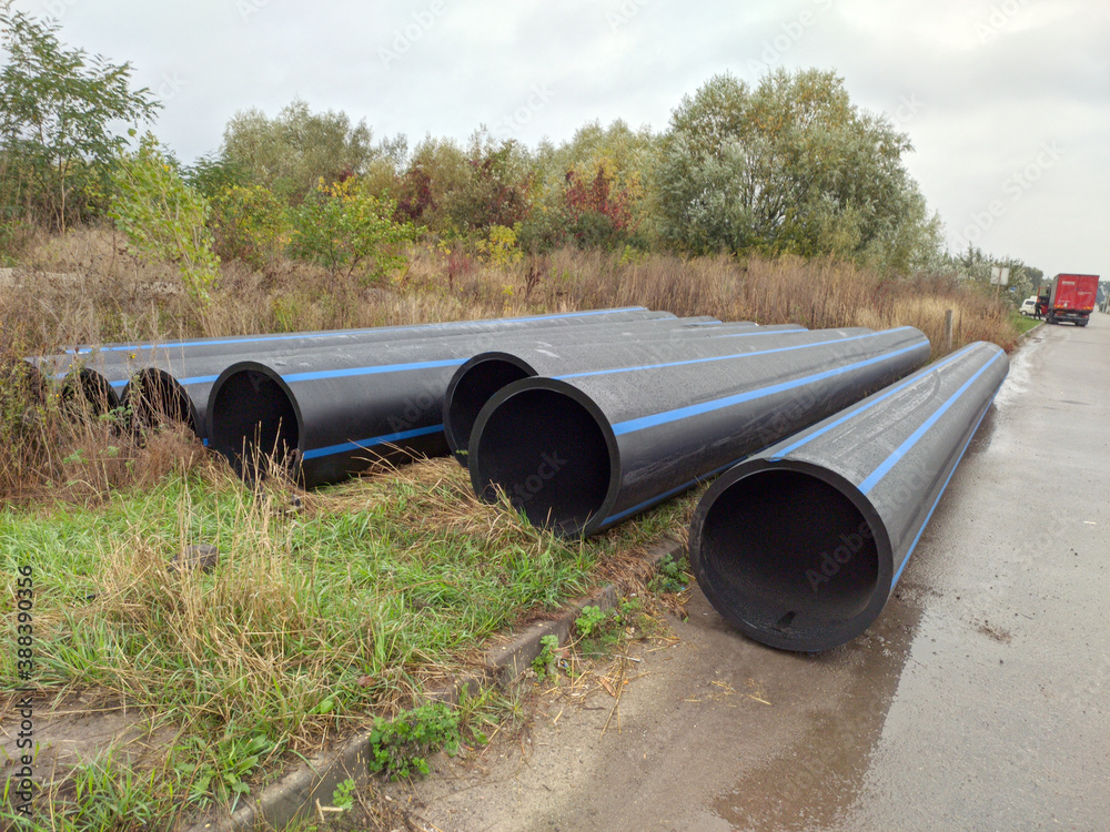 HDPE pipe for water, gas supply at construction site