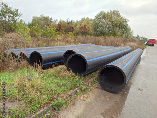 HDPE pipe for water, gas supply at construction site