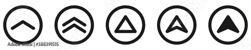 Swipe up symbol. Isolated swipe icons on white background. Outline scroll up sign. Transparent arrows set in circle. Vector illustration EPS 10.