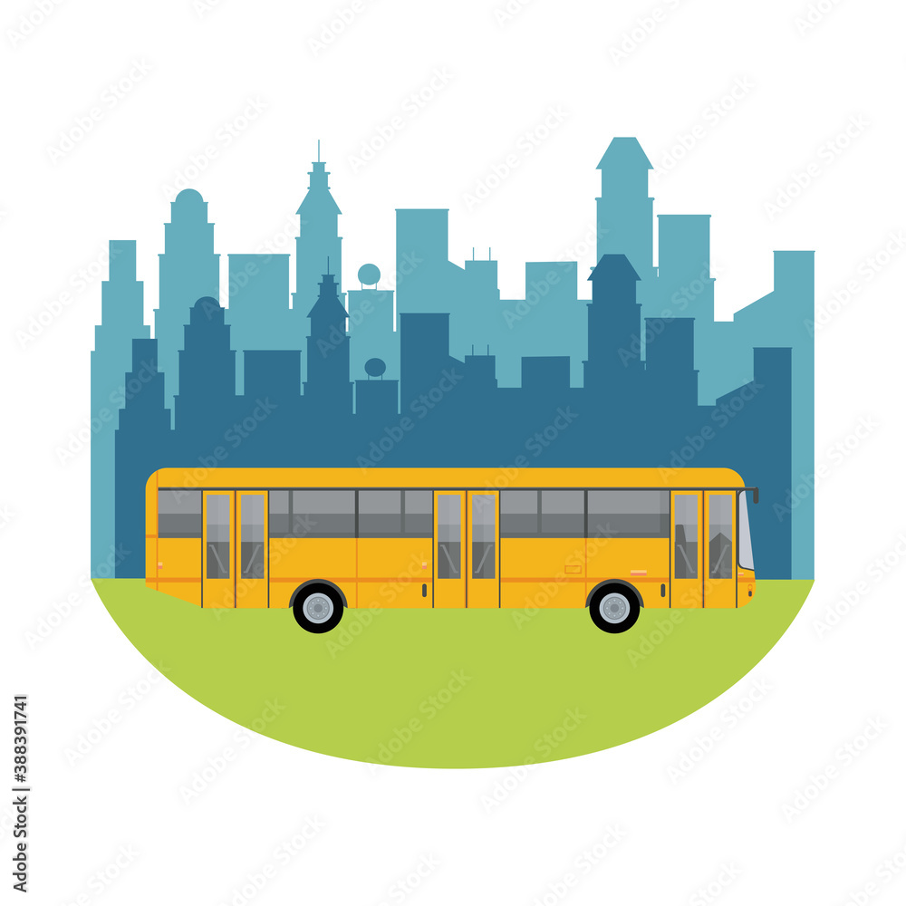 yellow bus public transport vehicle icon
