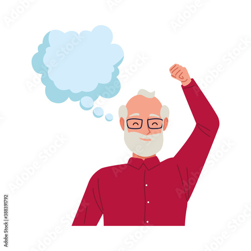 happy old man celebrating chararacter