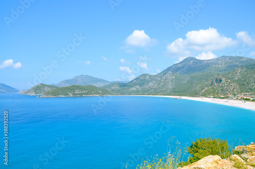 Blue Lagoon (Ölüdeniz - dead sea) is a well known touristic beach in Fethiye, Muğla, Turkey. It has a lagoon in it with always calm waters and beautiful shades of blue.