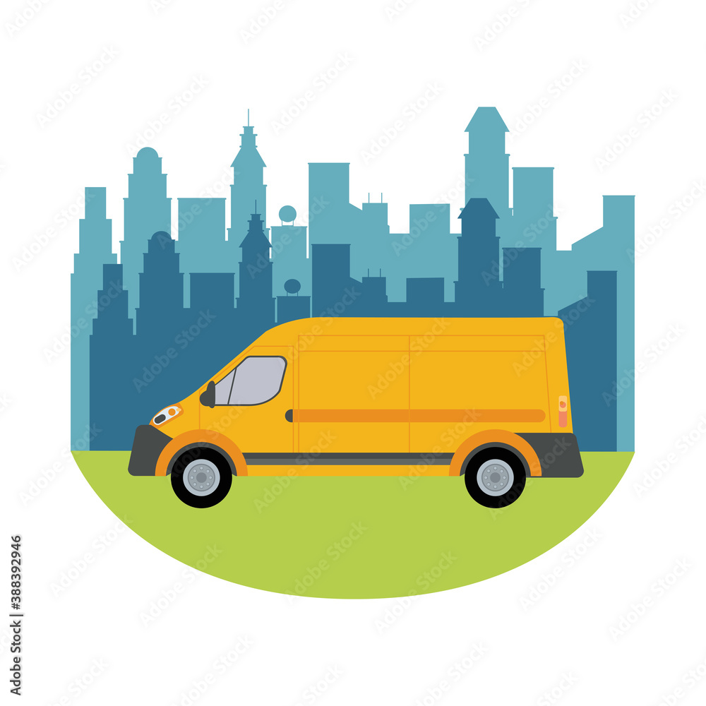 yellow van vehicle transport isolated icon yellow van vehicle transport isolated icon