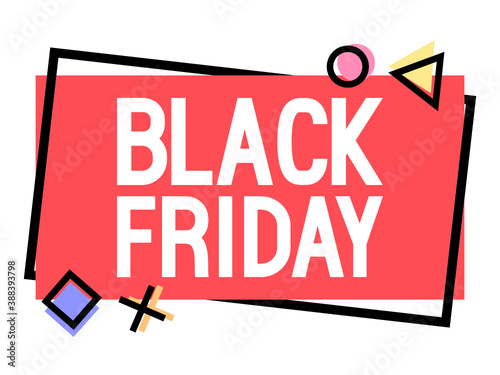 Abstract colorful Black Friday sign. Discount frame banner