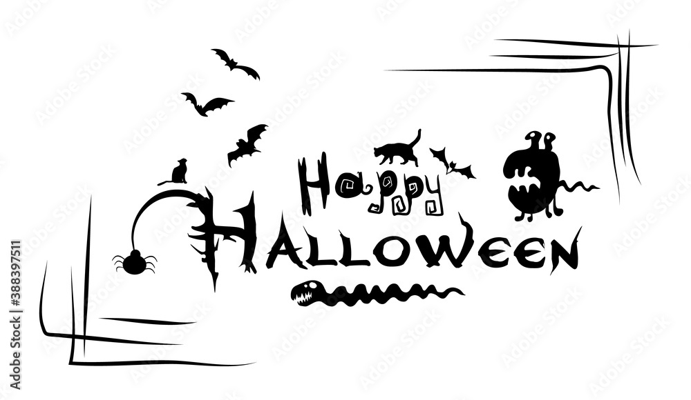 Fototapeta premium Happy Halloween text. Vector illustration
