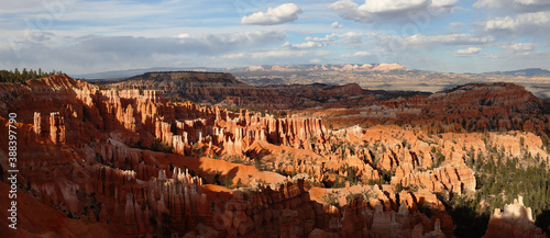 Sunset viewpoint in Bryce Canyon National Park, Utah, United States. Scenic colorful wide panorama.