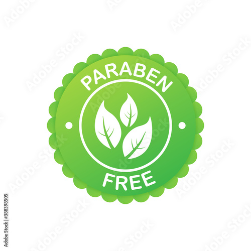 Green label paraben free. Symbol, sign. Organic, bio, eco symbol. Natural product. Vector stock illustration.
