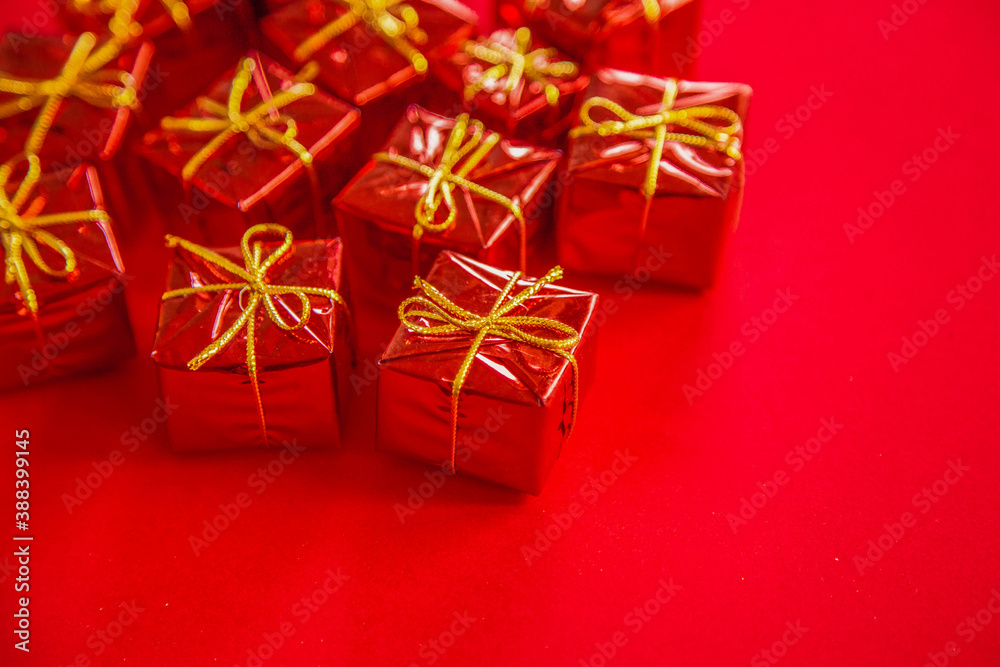 Christmas composition view from the top on a red background and there is space for text.
Christmas composition view from the top on a red background and there is space for text.