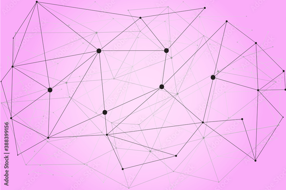 Fototapeta premium Network abstract connection isolated on pink background. Network technology background with dots and lines. Ai background. Modern abstract concept. Ai vector, network technology