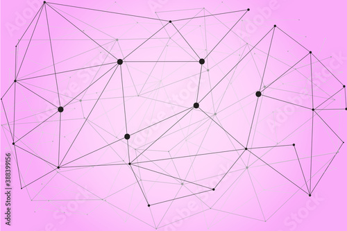 Network abstract connection isolated on pink background. Network technology background with dots and lines. Ai background. Modern abstract concept. Ai vector  network technology
