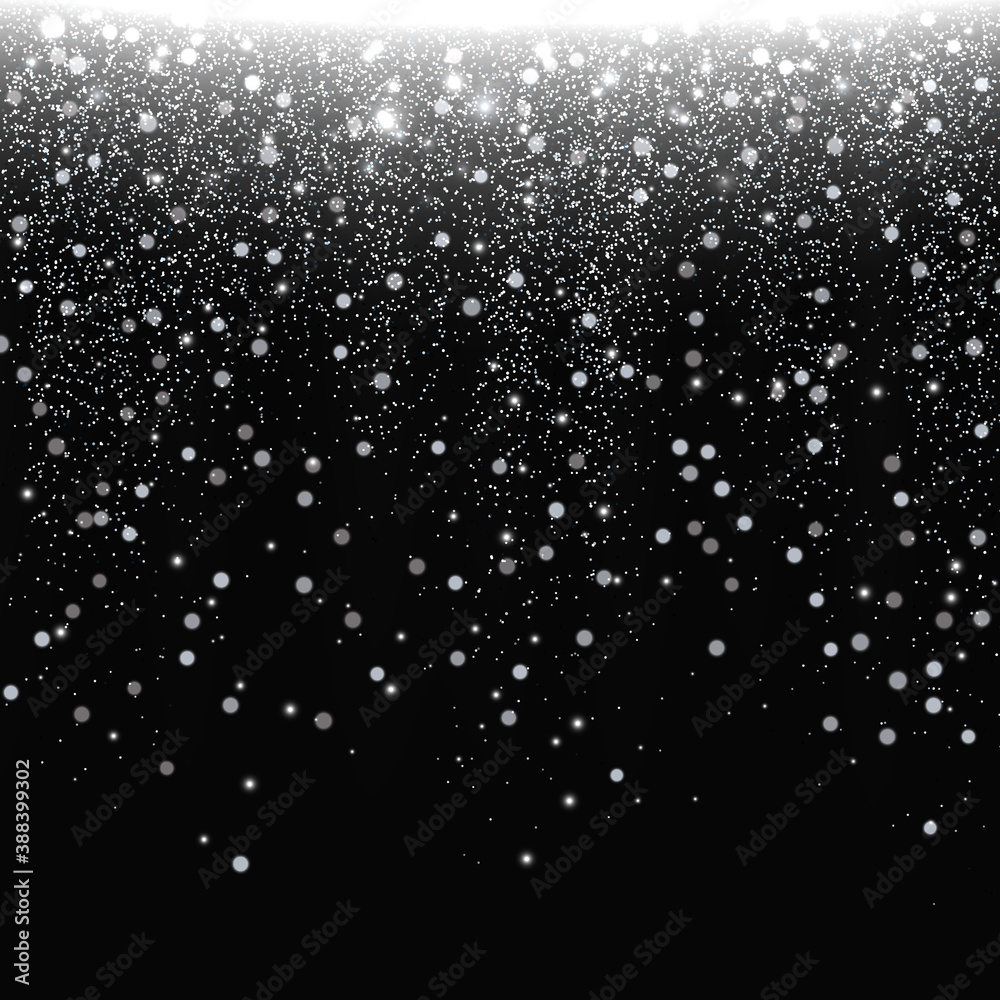 Obraz premium Silver stardust texture. Falling Stars. Glow light effect. Vector illustration.