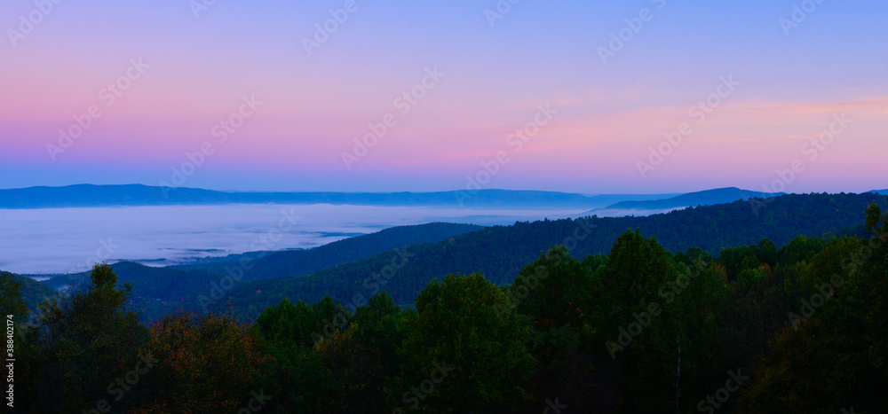 Sunrise Colors Over the Shenandoah Valley on an Autumn Morning