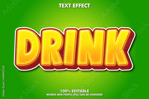 Drink text effect, honey text effect. Juicy text effect for drink brand