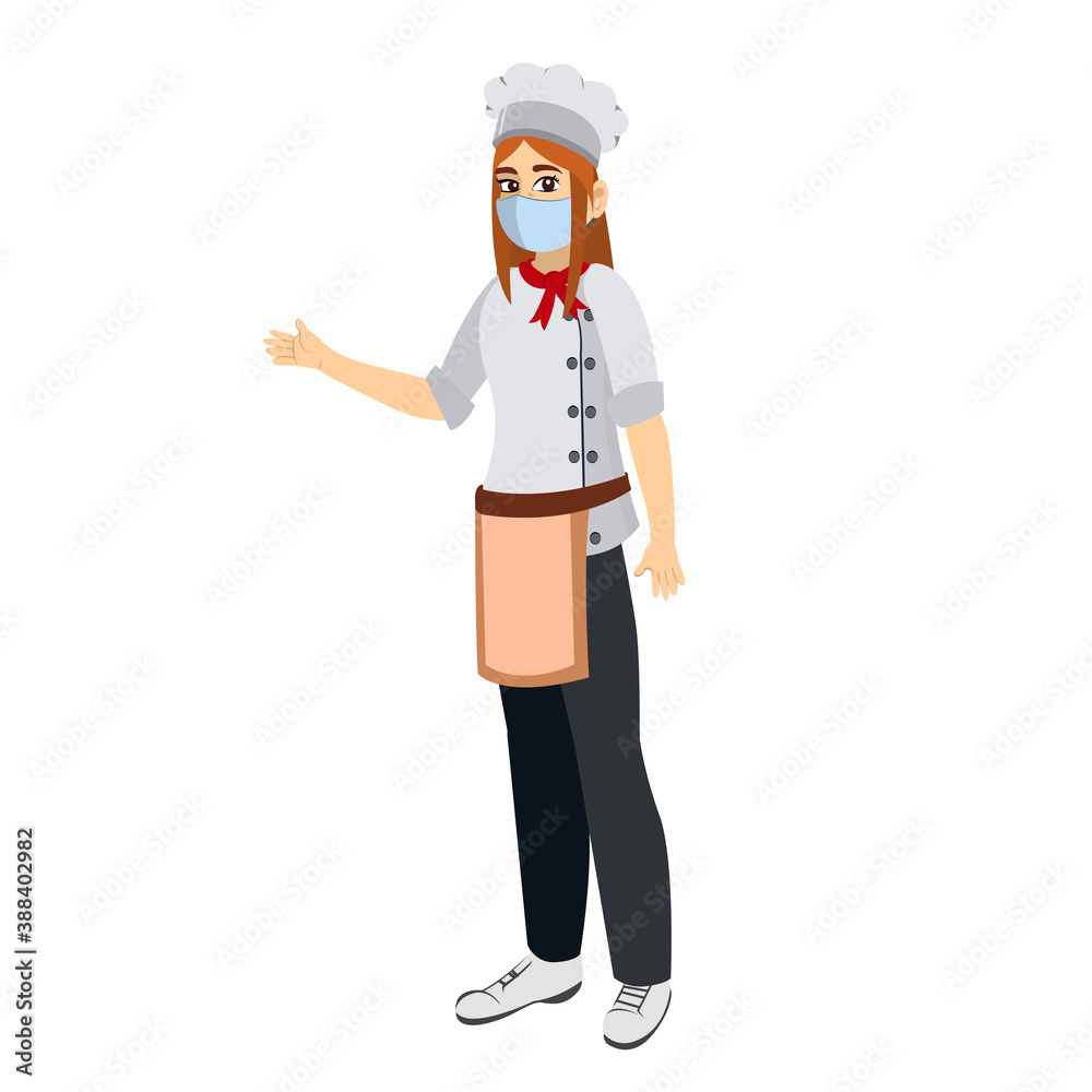 Isolated chef wearing a face mask - Vector illustration Isolated chef wearing a face mask - Vector illustration