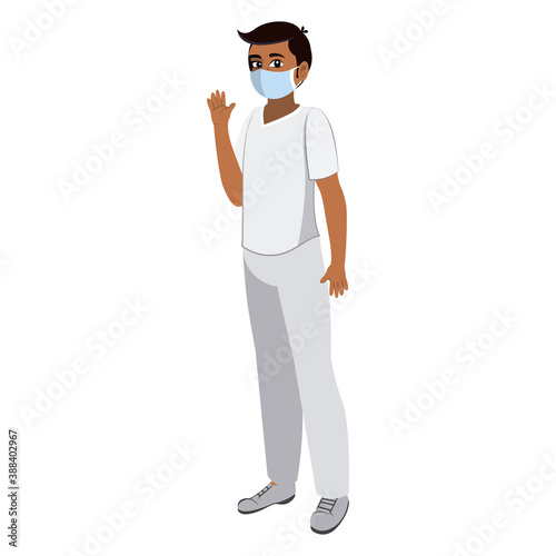 Isolated nurse wearing a face mask - Vector illustration