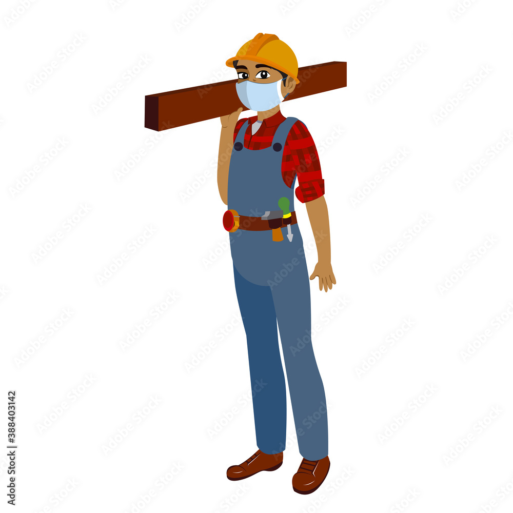 Isolated architect wearing a face mask - Vector illustration