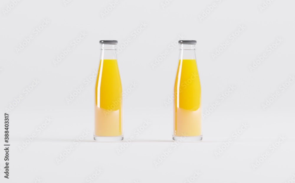 Orange Juice Bottles Mockup 3D Illustration Orange Juice Bottles Mockup 3D Illustration