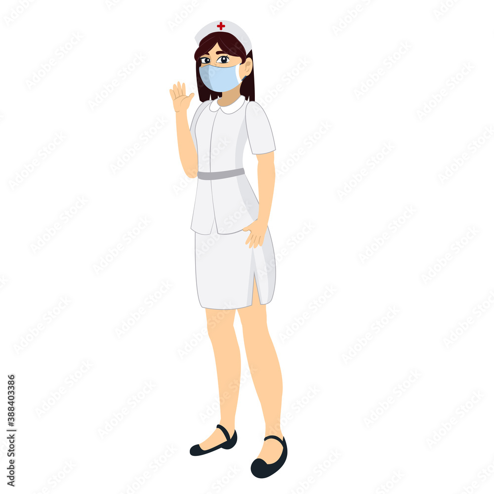 Isolated nurse wearing a face mask - Vector illustration Isolated nurse wearing a face mask - Vector illustration