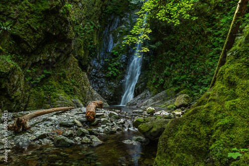 Niagara creek and waterfall in goldstream provincial park, victoria, vancouver island, british columbia, canada photo