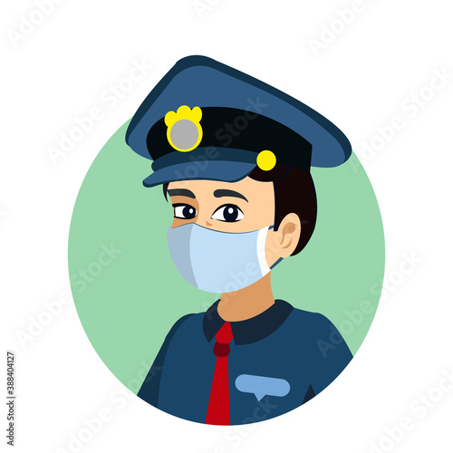 Isolated police wearing a face mask - Vector illustration