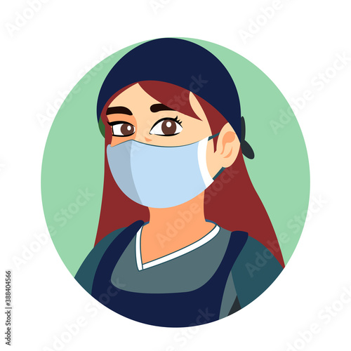 Isolated cleaning staff wearing a face mask - Vector illustration
