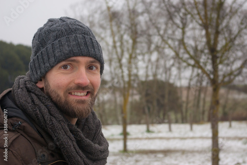Photos Caucasian man wearing a wooly hat in Parc Natural de Gallecs, Parets del Valles,