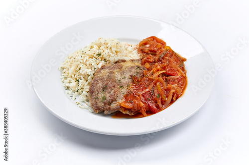 meat with rice and vegetables