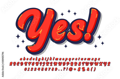 Retro script text effect, pop art graffiti font