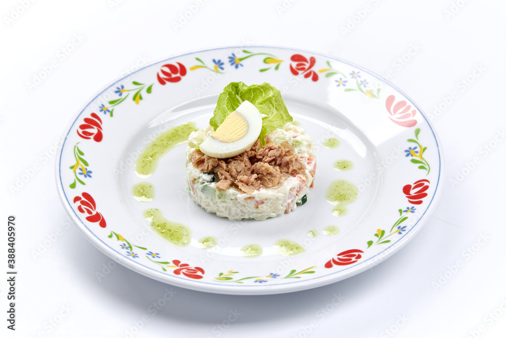 tuna salad on the white background