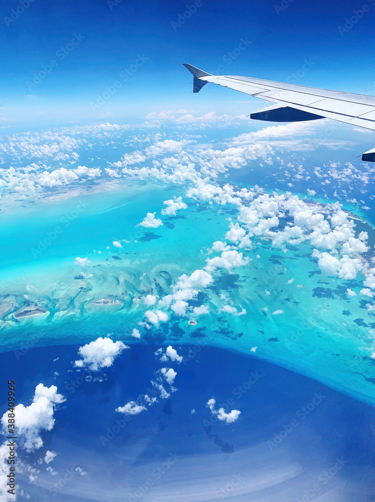 southern caribbean viewed from airplane window