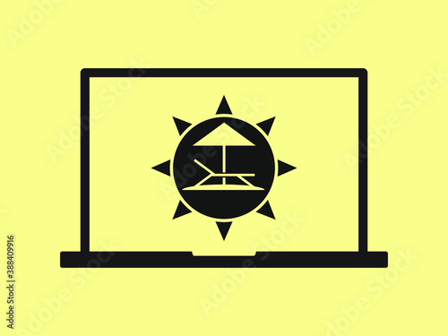 vacation resort on laptop screen
