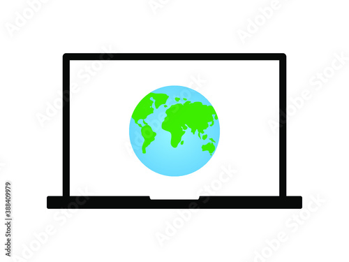laptop with globe