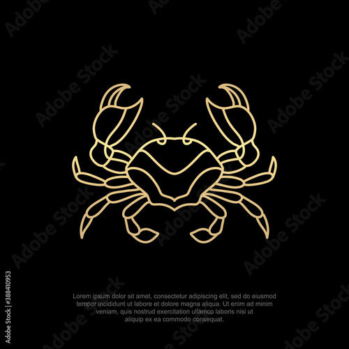 Animal luxury crab logo bear head, line art, simple and modern icons, editable design templates