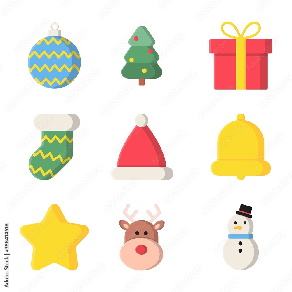 cute christmas flat icon set isolated on white background. vector Illustration. cute christmas flat icon set isolated on white background. vector Illustration.