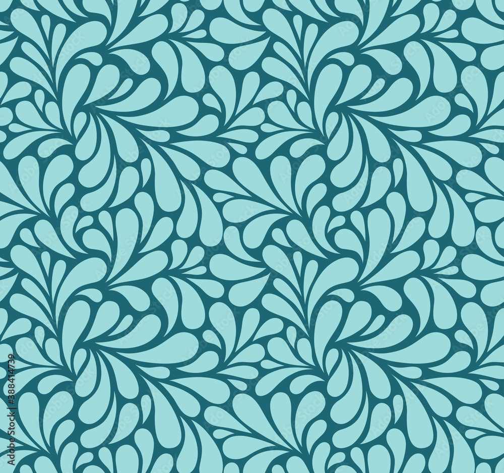 Vector seamless pattern with drops. Abstract floral background. Stylish monochrome texture.