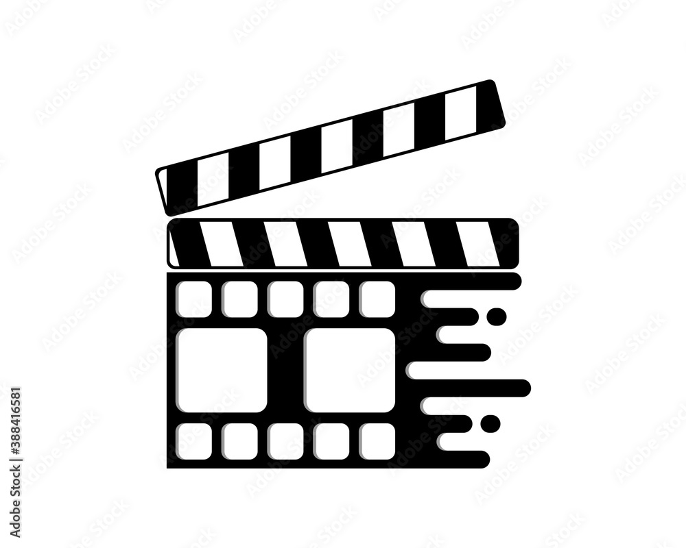 Fototapeta premium Combination movie clipboard with reel movie logo