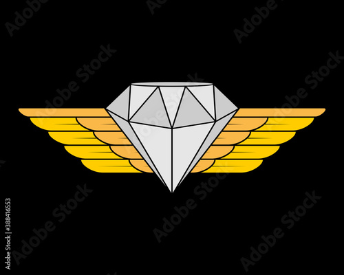 Diamond gems jewelry with golden wings