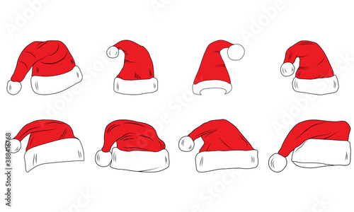 Set of Santa Claus Hats Vector, Illustration