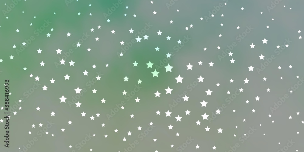 Dark Green vector background with small and big stars.